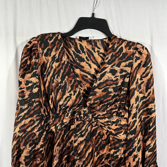 NWT‎ $595 Sandro [ 40 ] Faunie Pintucked Leopard Silk Maxi Dress In Wildcat - Picture 10 of 16